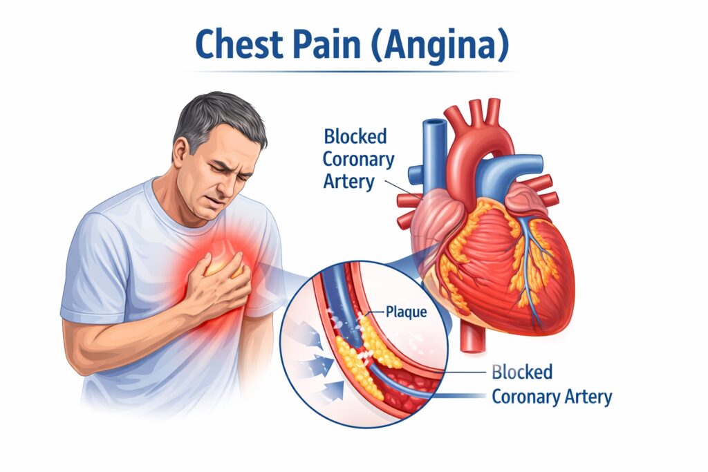 Chest pain and blocked artery