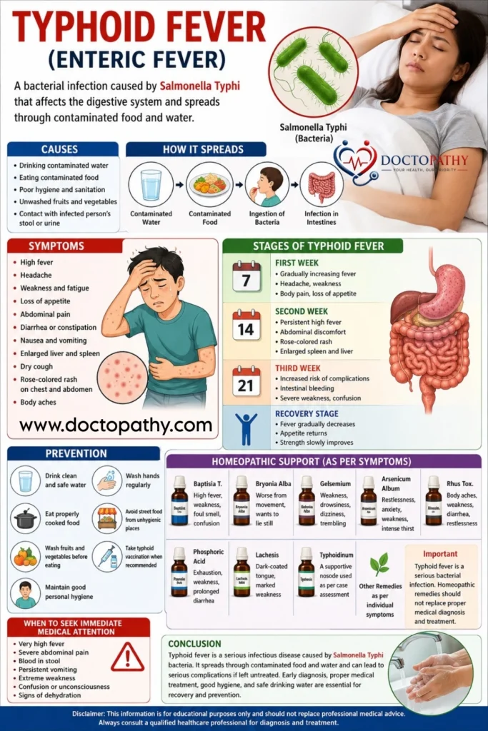 Typhoid Fever: Causes, Symptoms, Prevention & Homeopathic Treatment
